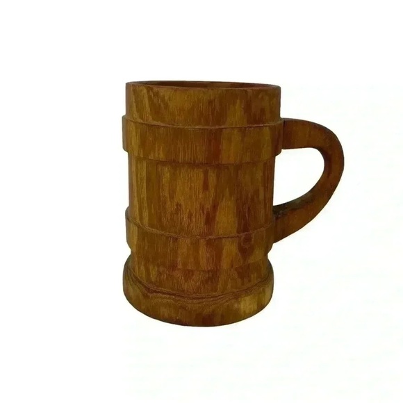 Vintage Hand Carved Wooden Mug Rustic Trinket Holder Pen Cup Knickknack Decor - Picture 5 of 11